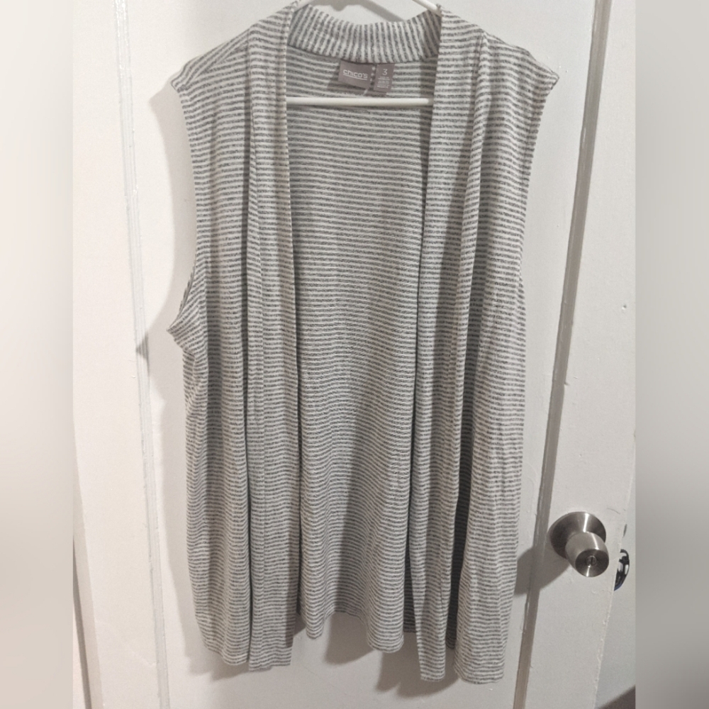Chico's striped soft open vest Size 3